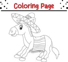 färg sida söt häst för barn vektor