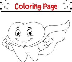 Färbung Seite Superheld gesund Zahn vektor