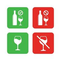 trinken Alkohol Zone rot und Grün Warnung Zeichen. Verbot Zeichen einstellen zum Alkohol. Vektor Illustration