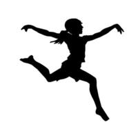 silhuett av en kvinna balett dansare i verkan utgör. silhuett av en ballerina flicka dans utgör. vektor