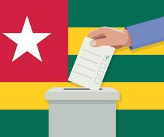 Togo val begrepp. hand sätter rösta bulletin vektor