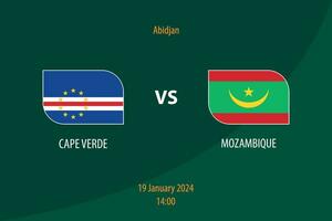 cape verde mot moçambique fotboll tavlan utsända mall vektor