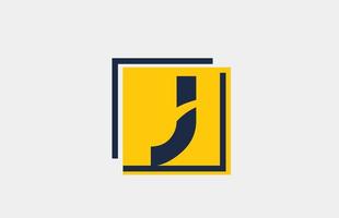 j gelb blaues Quadrat Alphabet Buchstaben Logo Icon Design für Unternehmen und Unternehmen vektor