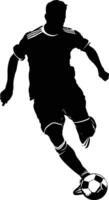 ai generiert Silhouette Fußball Fußball Spieler voll Körper schwarz Farbe nur vektor