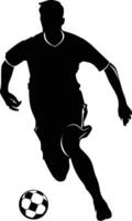 ai genererad silhuett fotboll fotboll spelare full kropp svart Färg endast vektor