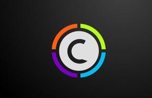 färgad c alfabetet brev logotyp ikon design för företag och företag med cirkel vektor