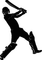 ai generiert Silhouette Kricket Spieler voll Körper schwarz Farbe nur vektor