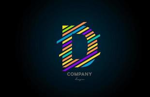 färgad bokstav logotyp d alfabetet ikon design för företag och företag vektor