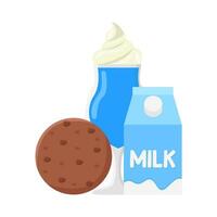 milkshake vanilj, småkakor med låda mjölk illustration vektor