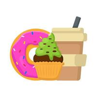 Krapfen, Tasse trinken mit Cupcake Illustration vektor