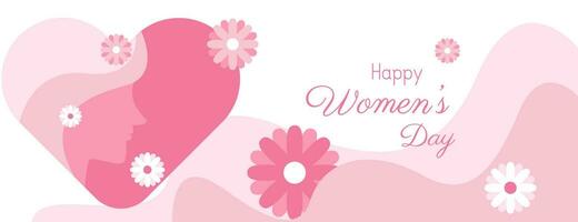 glücklich Damen Tag Banner Design mit Rosa Farbe vektor