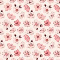 Kirsche blühen nahtlos Muster. Sakura Blumen auf Pastell- Rosa Hintergrund. Vektor Illustration. süß Blumen- drucken.
