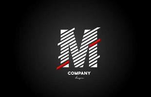 svart vit röd m alfabetet brev logotyp design ikon för företag och företag vektor