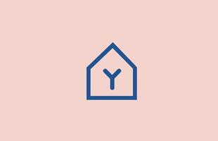 blaues rosa y Alphabet Buchstaben-Logo-Symbol für Unternehmen und Unternehmen mit Hausdesign vektor
