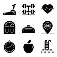 Fitness-Glyphen-Icon-Sets vektor