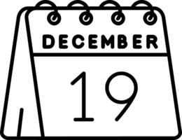 19:e av december linje ikon vektor