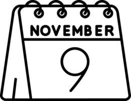9:e av november linje ikon vektor