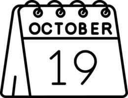 19:e av oktober linje ikon vektor
