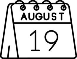 19:e av augusti linje ikon vektor