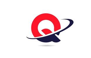 q Alphabet Buchstaben Logo Icon Design in rot-blauer Farbe mit Swoosh für Unternehmen und Unternehmen vektor