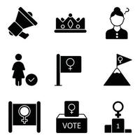 Feminismus-Glyphen-Icon-Sets vektor