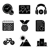 Fitness-Glyphen-Icon-Sets vektor