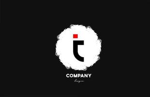 t schwarz rot weiß Alphabet Buchstaben Logo Symbol mit Grunge-Design für Unternehmen und Unternehmen vektor