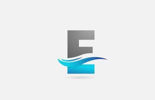 blaues graues e Alphabet Buchstaben-Logo-Symbol für Unternehmen und Unternehmen mit Swoosh-Design vektor