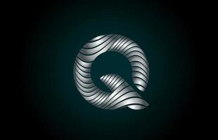 q silbergraues Alphabet Buchstaben-Logo-Symbol für Unternehmen. metallisches Liniendesign für Corporate Identity vektor