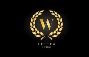 guld gyllene w alfabetet brev logotyp ikon med blommönster för företag och företag vektor