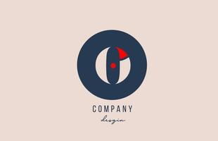 röd prick o bokstav alfabetet logotyp ikon design med blå cirkel för företag och företag vektor
