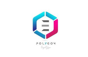 e Polygon rosa blaues Symbol Alphabet Buchstaben Logo Design für Unternehmen und Unternehmen vektor