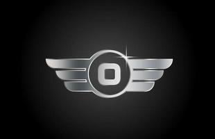 o alfabetet brev logotyp ikon för företag och företag med vingar design vektor
