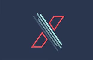 blau rot x Alphabet Buchstaben Logo Symbol für Unternehmen und Unternehmen mit Liniendesign vektor