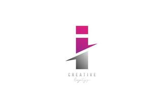 Jag rosa och grå bokstav logotyp alfabetet ikon design för företag och företag vektor