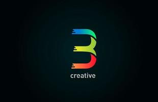 b farbiges Alphabet Buchstaben Logo Design Icon in blau grün orange Farbe für Unternehmen und Unternehmen vektor