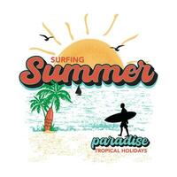 Sommer- Paradies Slogan Tee Grafik Typografie zum drucken t Hemd Illustration Vektor Kunst Jahrgang