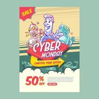 Retro-Stil des Cyber Monday-Verkaufsplakats vektor