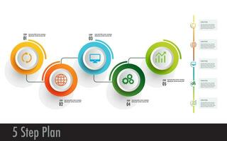 infographic mall 5 planen ramverk syn, modern steg tidslinje infographics design för företag begrepp vektor