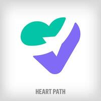 kreativ Herz Vorbeigehen durch Pfeil Zeichen Logo. einzigartig Farbe Übergänge. Gesundheitswesen und romantisch Logo Vorlage. Vektor