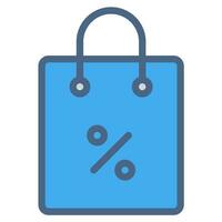 Tasche, Rabatt Symbol oder Logo Illustration Stil. Symbole E-Commerce Farbe. vektor