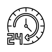 24 Stunde Symbol Vektor oder Logo Illustration Gliederung schwarz Farbe Stil