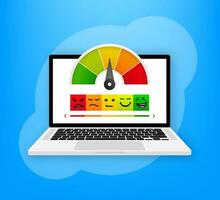 Anerkennung Ergebnis Meter mit anders Emotionen Vektor Konzept isoliert auf Weiß Hintergrund