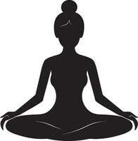 kosmisk lugna svart yoga kvinna logotyp design lycksalig binder yoga kvinna emblem i vektor