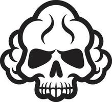 ätherisch Rätsel Wolke geformt schwarz Schädel Emblem Mystiker Nebel Vektor Logo mit wolkig Schädel