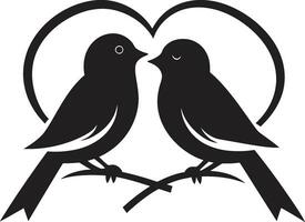 geflügelte Liebe Synthese ikonisch Lovebird Kunsthandwerk Liebesflügel Duett Vektor Lovebird Duo Symbol