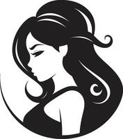 feminin locken Mädchen Gesicht Logo Bild ätherisch Schönheit Mädchen Gesicht Vektor Symbol