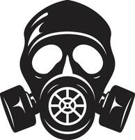 Ebenholz Schutz schwarz Gas Maske Emblem Design stygisch Verteidiger Gas Maske Vektor Symbol