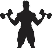 Eisen werden Hantel trainieren Logo Fitness Verschmelzung schwarz Mann mit Hantel vektor