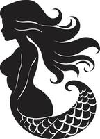 starry siren svart sjöjungfru symbol design gotik grotta sjöjungfru svart vektor